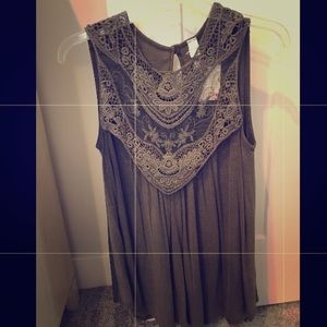 New w/tags, olive green tank w/lace detail